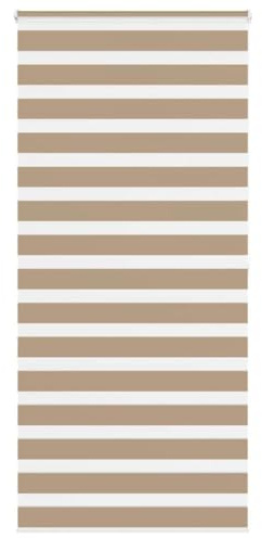 vidaXL Zebra Roller Blind - Sand Brown Polyester 115x200 cm - Chain Hoist Modern Dual Layer Light Control