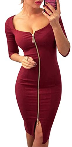 OMZIN Femme Robe De Soirée Robe De Soirée Décolleté Plongeant Robe Crayon Robe Grande Taille Rose XXL