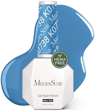 MelodySusie Hema Free Gel Nail Polish, 0.5 Fl Oz Thick Steel Blue Gel Polish, Non-Toxic, Long Lasting, Soak Off UV Nail Polish, Manicure Nail Design Salon DIY Nail Art at Home K0738