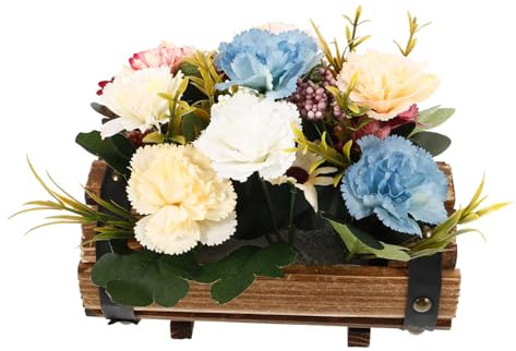 Supvox Garten Mit Künstlichen Nelken Im Holztopf Für Die Heimdekoration Zufällige Farbe