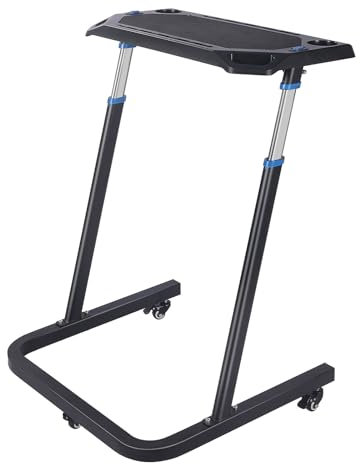 Indoor Bike Desk Cycling Desk, Adjustable Walking Pad & Treadmill Desk, Non-Slip Bike Trainer Fitness Desk with Handle Bar, Fit for Home Office Exercise Standing Desk