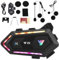 HISUEKIG Motorbike Helmet Bluetooth Headset, Intercom Motorcycle Helmet Speakers, Noise Cancelation Motorbike Accessories with Soft/Hard Mic, Dual Speaker, IPX6, 16 RGB Lights, Automatic Answer