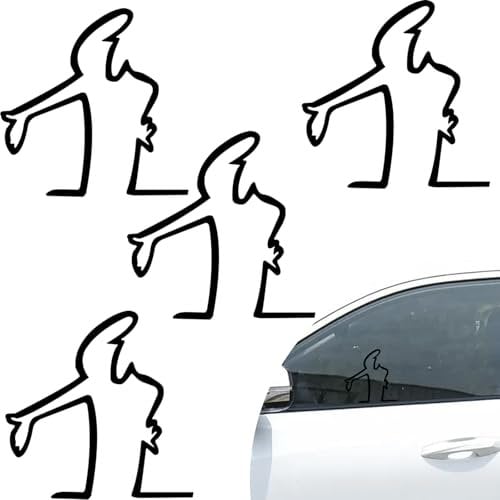 Huoflame 4 Stück Reflektierende Autoaufkleber - Wütender Mann Design - 8x8cm Schwarze Sticker - Lustige Scratch Cover für Autos, Koffer, Laptop, Kühlschrank