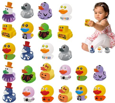 24 Stück Halloween Gummi Enten, Halloween Quietscheenten, Badeenten, Gummi Float Dusch Enten, Für Kinder Partygeschenke, Trick Party
