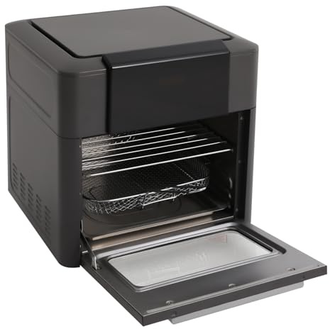 12L Heißluftfritteuse, 1600W Heißluftofen mit LED Touchscreen, 12 in 1 Airfryer ohne Öl, 80-200°C, 8 Programme, für Pommes Frites, Pizza, Hähnchen