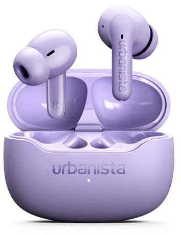 Urbanista Bluetooth Kopfhörer, In Ear Kopfhörer Kabellos, Wireless Earbuds | Activ Noise Cancelling, Bluetooth, kabellose Ohrhörer mit Mikrofon, 32h Spielzeit, Touch-Bedienung, USB-C Ladebox, Lila