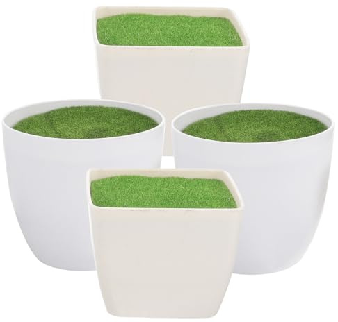 DIYEAH Lot De 4 Faux Pots De Fleurs Miniatures en Plastique avec Mousse Cache-Pots Élégants pour Plantes Artificielles Décoration Intérieure De Bureau Et Maison 3.74X3.74X3.35In