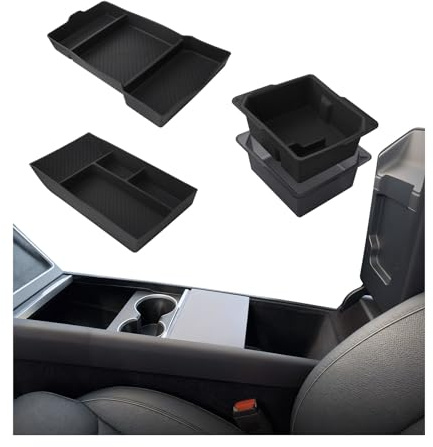 MMOBIEL Center Console Organizer Tray for Tesla Model Y/YL Juniper 2025-2026 & Model 3 2023–2025 Accessories 3PCS Car Accessories Interior ABS & Silicone – Car Storage, Non-Slip, Easy to Clean
