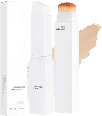 Foundation mit LSF 15, Color Changing Foundation Stick, 2 in1 Korean Foundation Make up mit Bürste, Veränderbares Foundation-Duo mit LSF 15 für Reife Haut ab 40 (#1 Elfenbeinweiß)