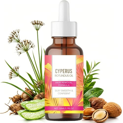 Cyperus Rotundus Oil, Cyperus Rotundus Oil for Hair Removal, After Shave & Waxing Body Care Serum with Tea Tree, Sweet Almond & Jojoba Oils, Reduces Unwanted Hair (1PC)
