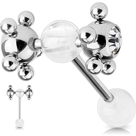 HBJ Piercing langue multi billes transparent Acrylique Bijou de mode pour perçage de la langue