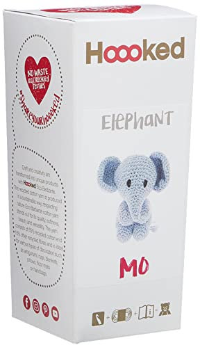 Hoooked Elefant Mo Kit Eco Barbante, Baumwolle, Hellblaue Farbtöne, 19 x 8 x 9 cm