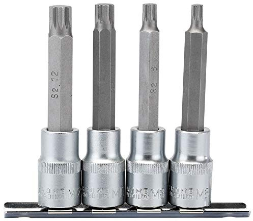 Draper 16350 1/2 Square Drive 100MM Long Spline Socket 4 Bits Set