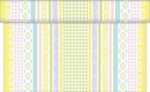 Sovie HOME Tischläufer Jule in Pastell, Linclass® Airlaid, 40cm x 4,80m, perforiert alle 30cm, Verspieltes Ornamentdesign, Ideal für Hochzeiten, Taufe, Geburtstage