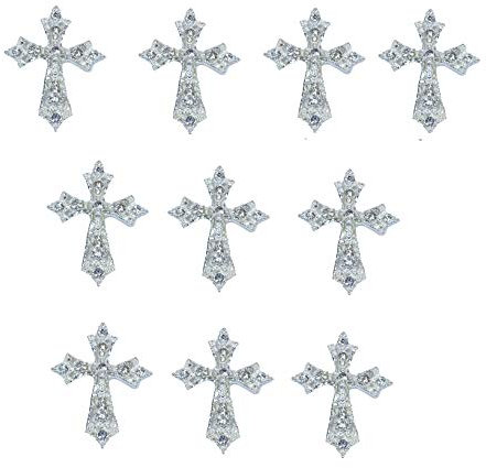Syntego 10pcs Diamante Cross Embellishments – Flat Back | Grade A Sparkly Rhinestones | Card Making, Weddings, Scrapbooking