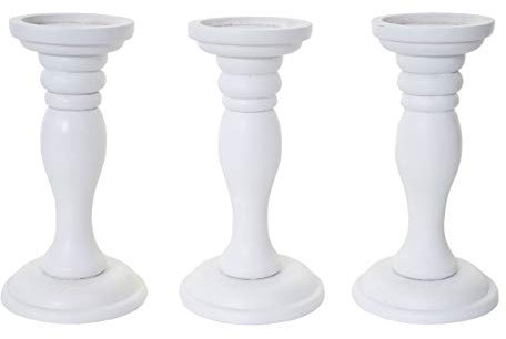 3er Set Kerzenständer T361, Kerzenhalter, Shabby-Look Vintage Höhe 24cm - weiß lackiert