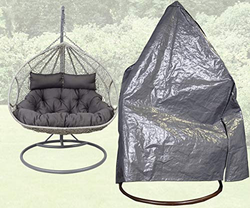 Lesli Living Schutzhülle für 2-Sitzer Hängesessel/Hängekorb Hängeliege 140x125x180 cm Abdeckplane Regenschutz Haube grau