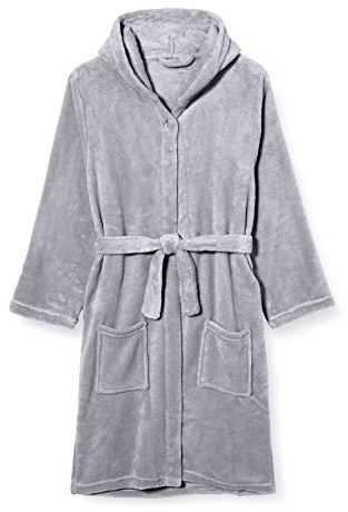 Playshoes Unisex Kinder Fleece-Bademantel Morgenmantel, grau, 110/116