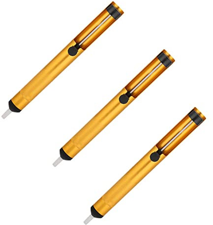 3pcs Tin Suction Gun Manual Desoldering Pump Solder Sucker Solder Removal Hand Tool Soldering Iron Tools(Gold)