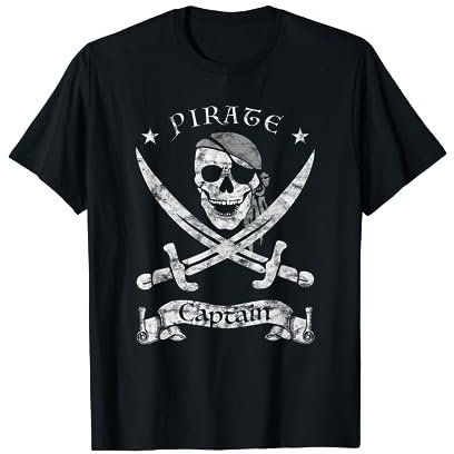 Piratenflagge Outfit Vintage Piraten Kostüm Totenkopf Pirat T-Shirt