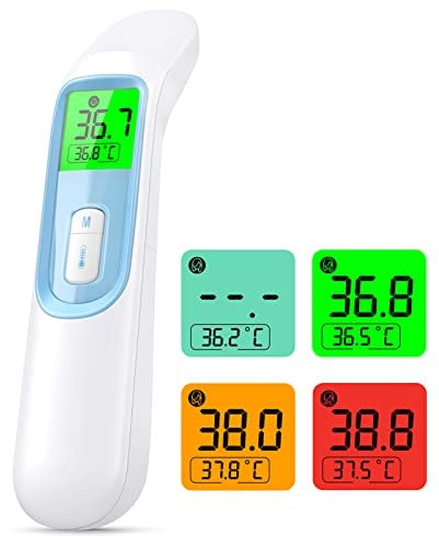 KKmier Fieberthermometer Ohr Fieberthermometer Baby Ohr und Stirn Kontaktlos Medizinisches Infrarotes Stirn- und Ohrthermometer 1s Rasant lesen 4 in 1 Digital Thermometer mit Fieberalarm