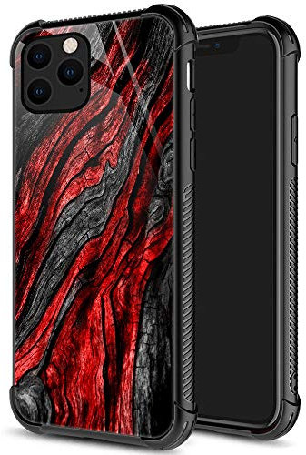 ZHEGAILIAN Schutzhülle für iPhone 12 Pro Max, militärischer Schutz, rundum stoßfeste Ecken, kratzfeste Handyhülle für iPhone 12 Pro Max, rote Holzmaserung