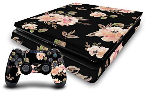 Head Case Designs Vintage Schwarz Kunst Mix Matte Vinyl Haut Gaming Aufkleber Abziehbild Abdeckung kompatibel mit Sony Playstation 4 PS4 Slim Console and DualShock 4 Controller