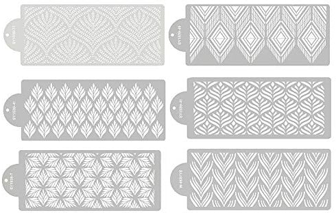 RAYNAG 6 Pieces Cake Stencils Baking Templates Cookie Fondant Cupcake Embossing Mesh Stencil Dessert Decorating Molds, Spray Cake Painting Stencils