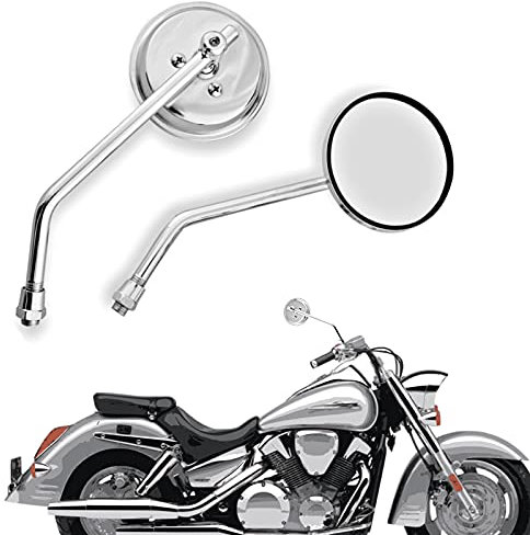 3 Runder Chrom Motorrad Rückspiegel mit 10mm Schrauben, Universal Lenker Motorrad Seitenspiegel Set für Roller ATVs Cafe Racer Dirt Bikes