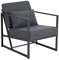 Mingone Sessel Gepolsterter Cocktailsessel Polstersessel Stuhl Relaxsessel aus Leinen Loungesessel mit Handläufen Eisengestell für Wohnzimmer, Dunkelgrau 1