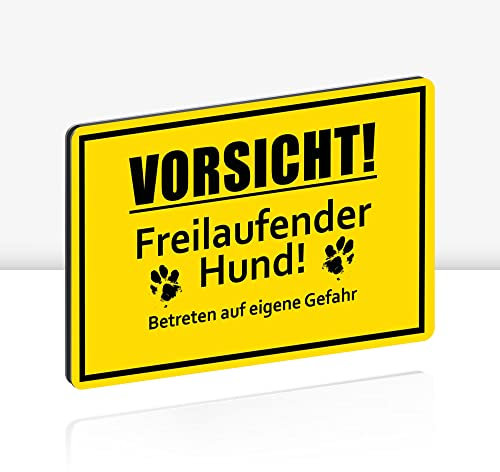 Vorsicht! freilaufender Hund Schild 30 x 20 cm Alu 3mm Alu-Dibond stabile Aluminiumverbundplatte mit UV-Schutz von STROBO