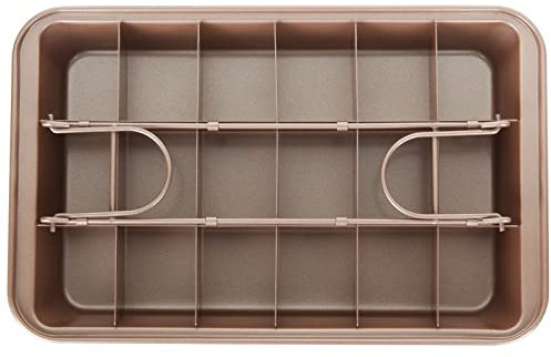 LOLYSIC Teglia antiaderente per brownie con divisori, 18 scomparti, rettangolare in acciaio al carbonio, teglia per brownie, per forno, arrosti, biscotti, lasagne, 31 x 20 x 4 cm