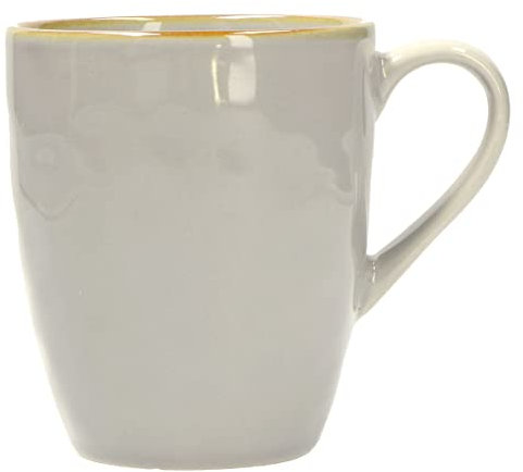Kaffeetasse XXL große Tasse Becher Caffe Latte Kaffeebecher Vintage Landhausstil italienisch Steingut 430ml (Grigio Perla/Perlgrau)