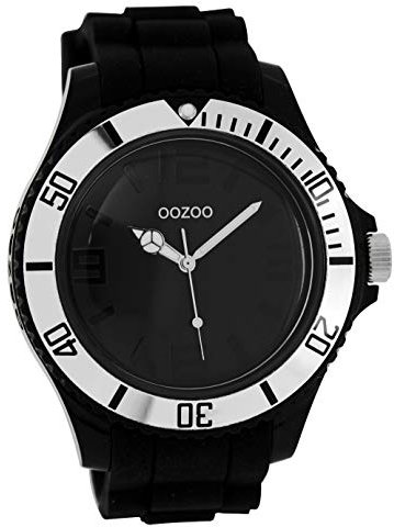 Oozoo Herrenuhr mit Silikonarmband Bicolor Zweifarbig 48 MM Schwarz/Silberfarben C4169