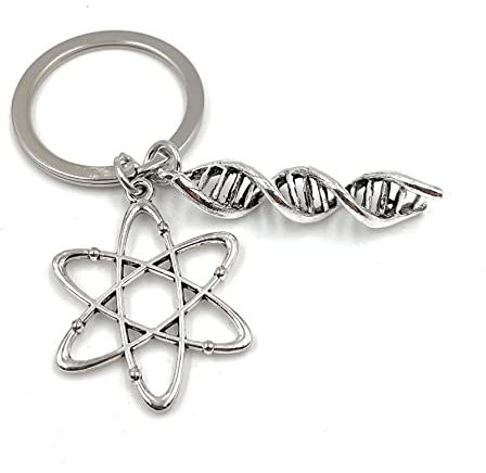 Onwomania - DNA Physik Symbol - Metall Schlüsselanhänger, ideal als Geschenk z.B. für den besten Freund, die beste Freundin, Mama - Für Männer, Frauen & Kinder