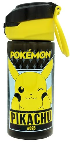 Pokemon Water Bottle 500ML - Black Lockable Bottle Reusable| Leak-Proof Sports Bottle, Summer Gift for Back to School, Travel Kids Backpack Bottles 3+Y