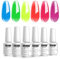 Vishine Smalto Gel Semipermanente - Smalto Gel per Unghie Set di 6 Colori Traslucido Neon Blu Verde Giallo Arancione Rosa Fucsia UV LED Soak Off Nail Art Set 8ml
