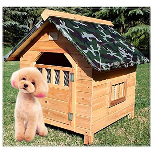 JYCCH Hundehütten Für Draußen Wasserdicht Mit Regenschutz, Hundehütte Holz Outdoor Hundehütten Hundekäfig, Große Hundehütte Wetterfeste Villa,77×88×81cm (77×88×81cm)