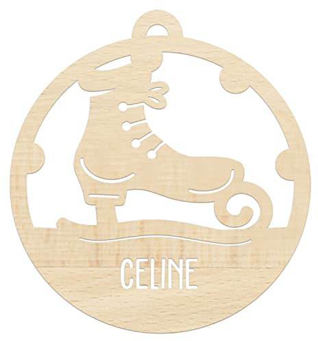 LAUBLUST Weihnachtsbaumschmuck aus Holz mit Schlittschuh-Motiv - Natur - Personalisiert - Holzanhänger Weihnachten Wichteln - Weihnachtsdeko Holz