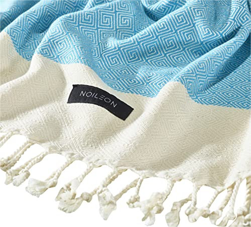 Noileon Saunahandtuch Hamamtuch Strandtuch Badetuch Duschtuch Handtuch Spa Yoga Saunatuch Damen Herren Pestemal 100% Baumwolle 100x180 cm (Türkis)