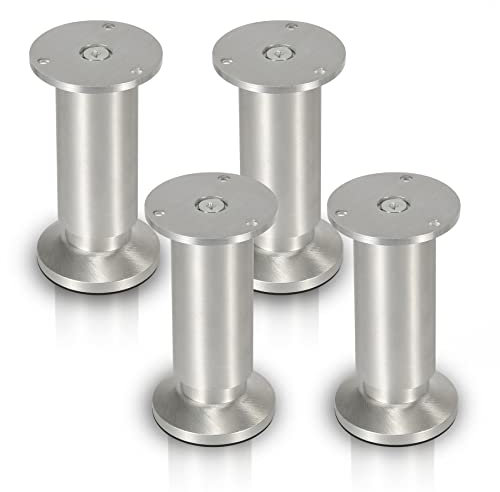 Gimisgu Aluminium Möbelfüße 4er Set,Runde Möbelfuß Sockelfuß,Höhe 180mm,Höhenverstellbar:15mm,Belastbar bis 250 Kg,Geeignet für Sofa, Bett, Nachttisch, Schrank