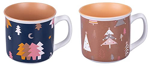 Villa d'Este Home Tivoli 2er Set Frühstückstassen 350 ml aus New Bone China, Nude Xmas, Multicolor, Medium