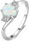 Bellitia Jewelry 925 Sterling Silber Geometrisch Fingerring für Frauen Damen, Edelstein Geburtsstein Weißer Opal CZ Zirkonia Ring Schmuck Set