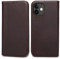 Echt Leder Hülle für iPhone 12 Mini (5,4), Vintage Wallet Lederhülle mit Kartenfächer Magnetverschluss Standfunktion Handyhülle Schutzhülle Ledertasche Flip Case Klapphülle Tasche - Braun