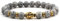 Herrenarmbänder, Armkette Männer Grau Achat Legierung Goldener Buddha Perlenarmbänder Geschenke für Männer 19cmx8mm