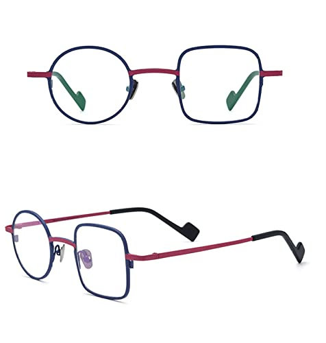 HPIRME Vintage Titan Brillengestell Männer Runde Quadratische Brille Frauen Retro Brillen, 4, Einheitsgröße