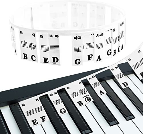 Piano Keyboard Stickers, Removable Piano Keyboards Note Labels, Keys Music Notes Letter Label, Keyboard Letter Stickers, Piano Note Guide for Beginner Kids for 61/88 (88 Keys)