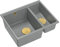 QUADRON Double Bowl Sink, Kitchen Sink, Size 55.5 x 46 x 22 cm, Grey & Gold, Logan 150 Granite Granite Sink, Double Sink Kitchen, Cabinet Undermount from 60 cm, Undermount Sink
