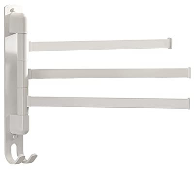Portasciugamani Girevole in Acciaio Inox a 3/4/5 Bracci Portasciugamani Salvaspazio Porta Asciugamani da Parete con Gancio Appendiabiti Oscillante per Bagno, Cucina(Bianco a 3 bracci)