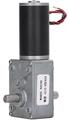 Moteur à Engrenages, Moteur à Engrenages DC 24 V, Réduction de Vitesse, Moteur à Engrenage à Vis sans Fin Réversible à Double Arbre Autobloquant, Commandes (20 tr/min)